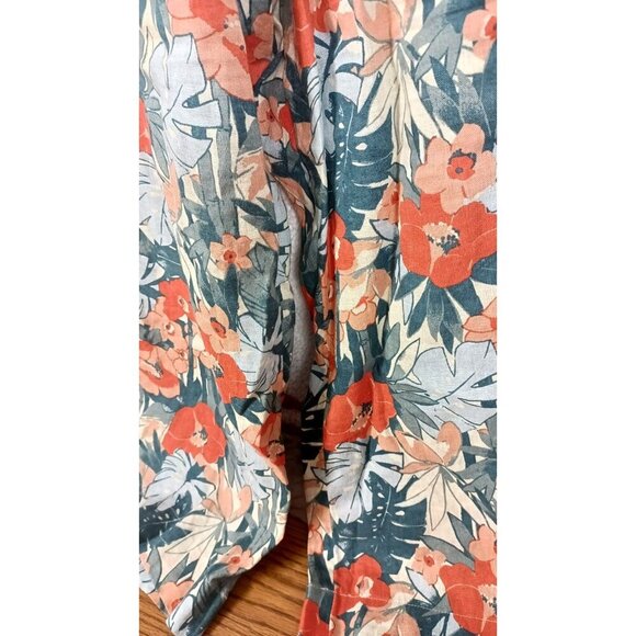 C&C California 100% Linen Palm Leaf Tropical Wide Leg Cropped Pants Women’s L - Picture 4 of 7
